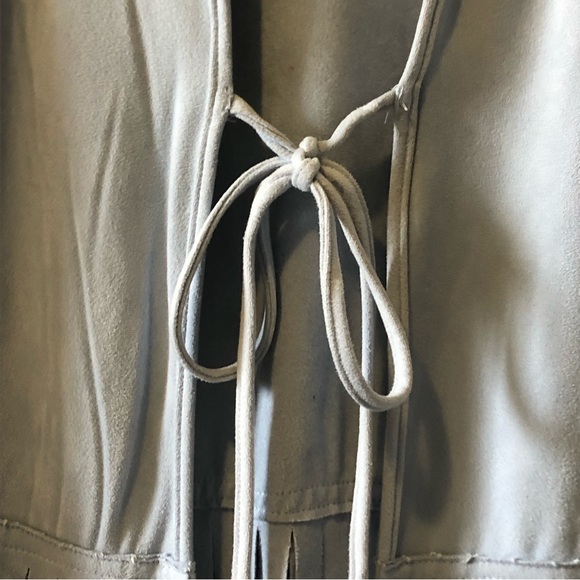 Faux Suede Fringe Tassels Blue Vest size M - Picture 3 of 3